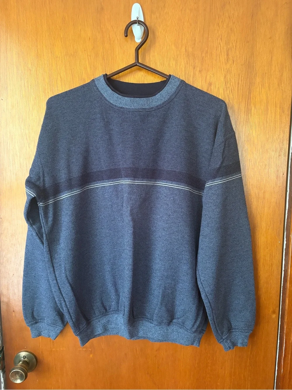 Men's Crewneck Sweater with Subtle Stripe - Picture 1 of 3